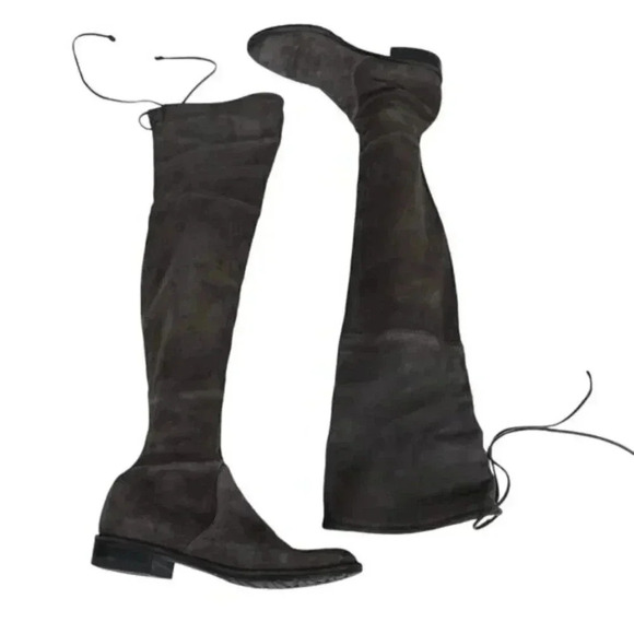 Stuart Weitzman Lowland Over the Knee Boots  Suede BrownTie Size 5 - Picture 2 of 12